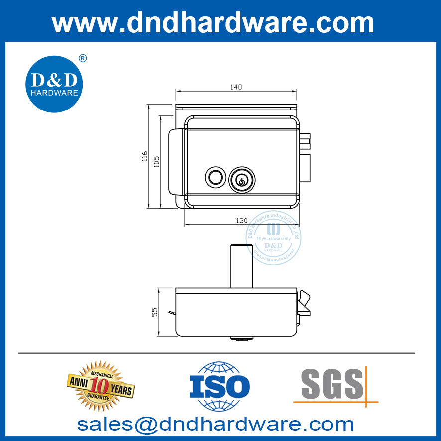 Security Electronic Smart Secure Lock Rim Cylinder Lock-DDRL045
