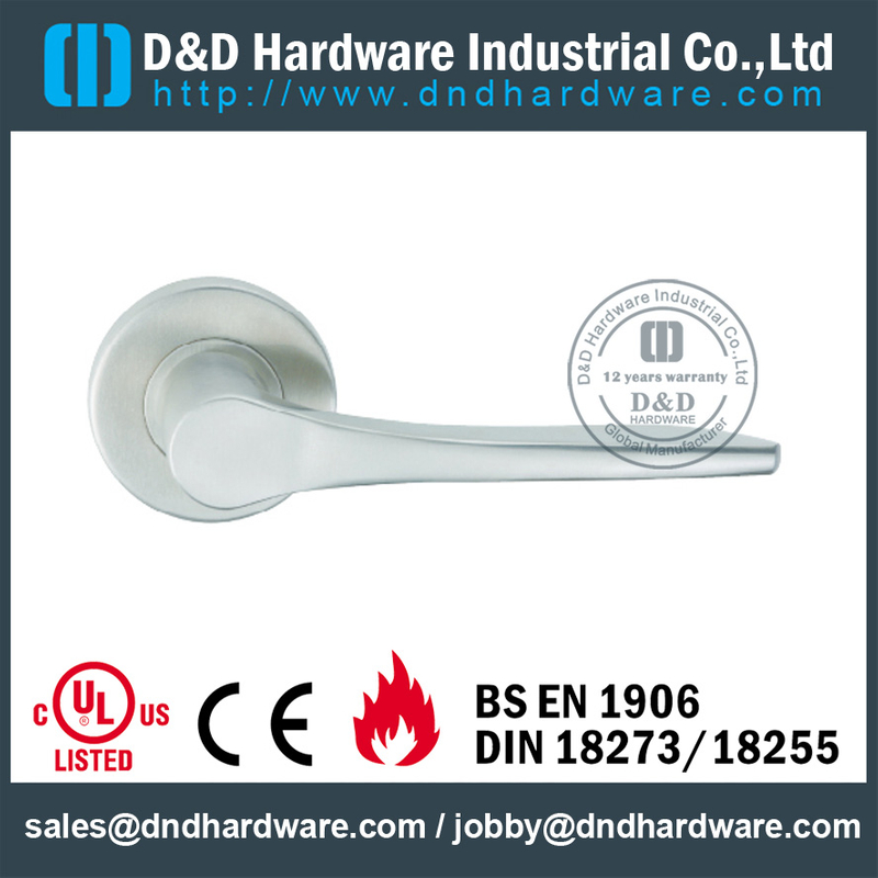 Stainless Steel Cast Lever Handle on Rose for Metal Doors-DDSH071