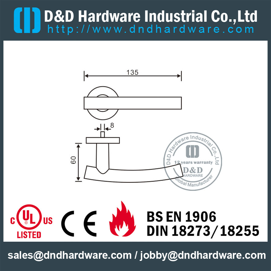Stainless Steel 304 Bend T Shape Internal Lever Handle for Wooden Door -DDTH013