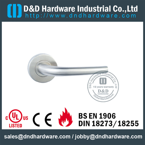 Stainless Steel 316 Tubular Fire Rated Lever Door Handle for Toilet Wooden Door-DDTH004