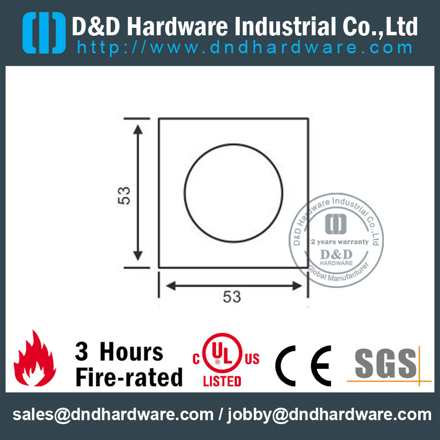 Thread type square Escutcheon for Door DDES012-dimensions