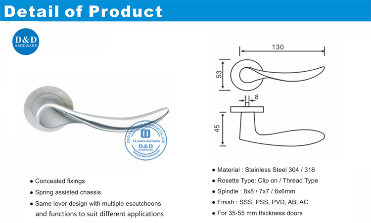 Exterior Door Solid Lever Handle-DDSH006-D&D Hardware