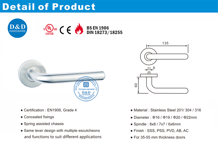BS EN1906 Lever Handle-DDTH010-D&D Hardware