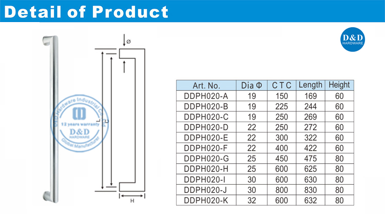 Pull Handle for Glass Door