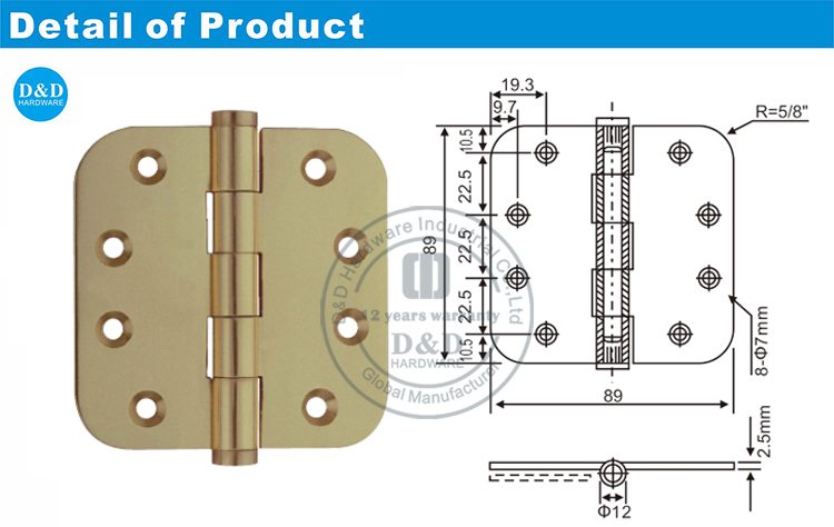 Brass Plain Joint HInge-DDBH006-D&D Hardware.