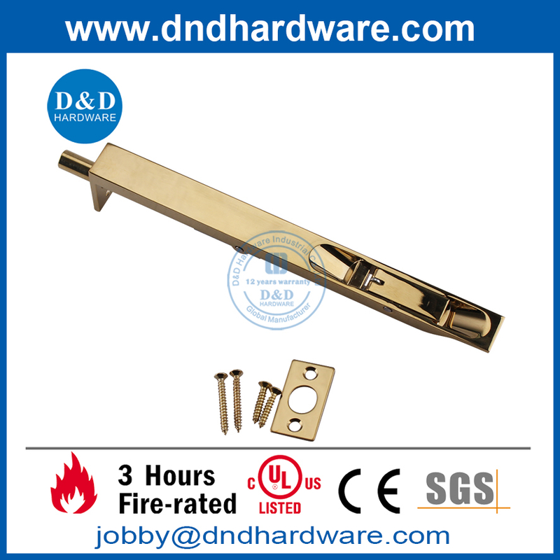 Stainless Steel Heavy Duty Polished Brass Polished finish Flush Door Bolt for Metal Door-DDDB001