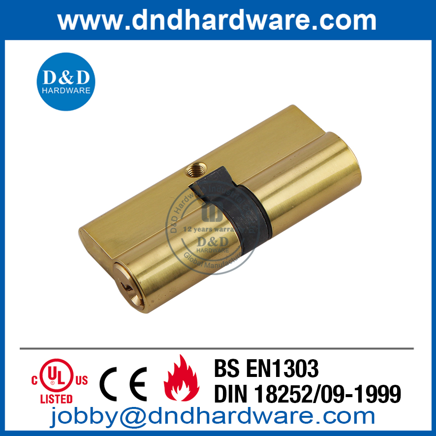 EN 1303 Solid Brass Polished Brass Double Cylinder Lock-DDLC003