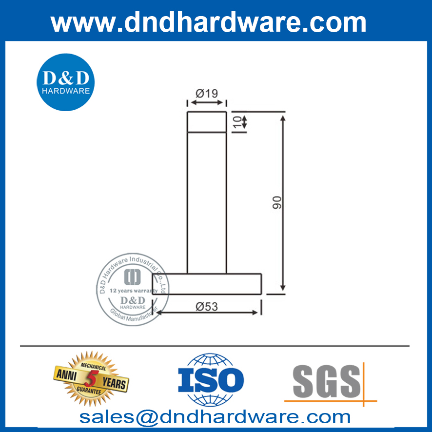 Wall Mounted Type Satin Brass Door Stop for Bathroom-DDDS016