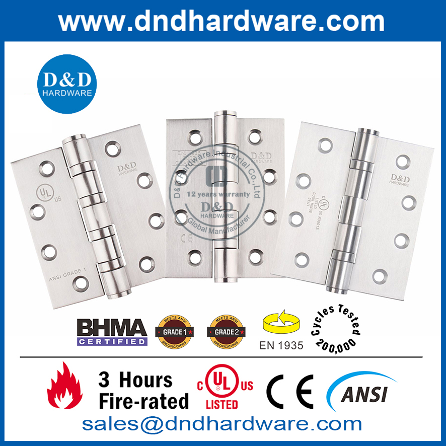 UL Listed Fire Rated Butt Hinge Ball Bearing Indoor Door Hinge for Hotel-DDSS003-FR