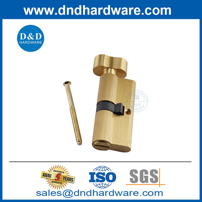 Satin Gold Finish 70mm European Bathroom Solid Brass Door Lock Cylinder-DDLC007