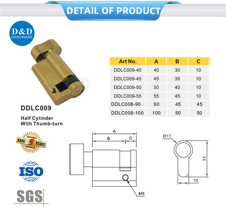 Half Cylinder Lock Cylinder