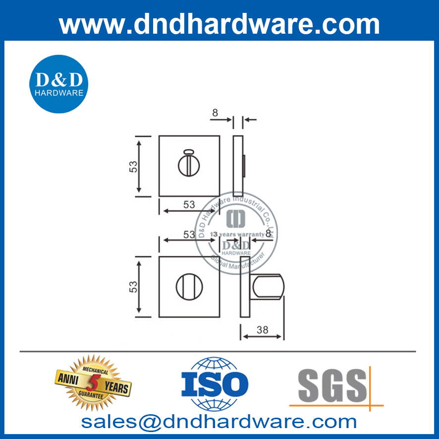 Stainless Steel Thumbturn and Release with Indicator for Public Toilet-DDIK009