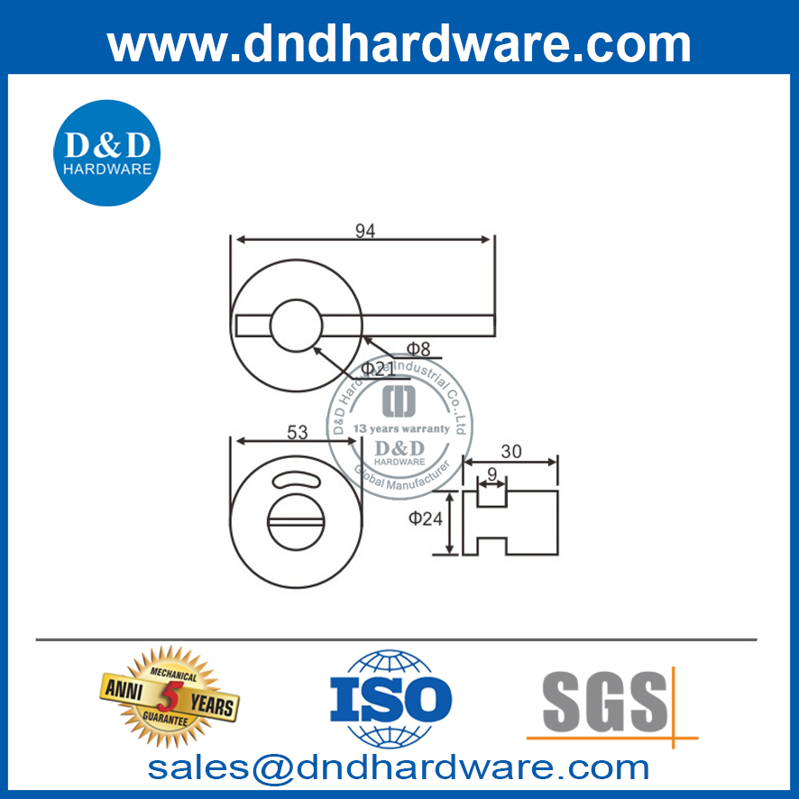 SS304 Lever Type Thumbturn and Release with Indicator for Toliet Door-DDIK006