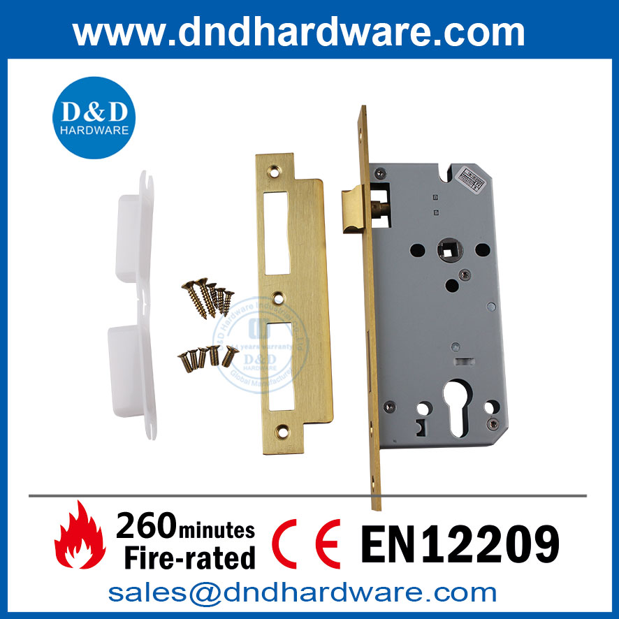 Fire Rated Room Door Locks EN12209 Satin Brass Exterior Door Hardware Lock-DDML009 