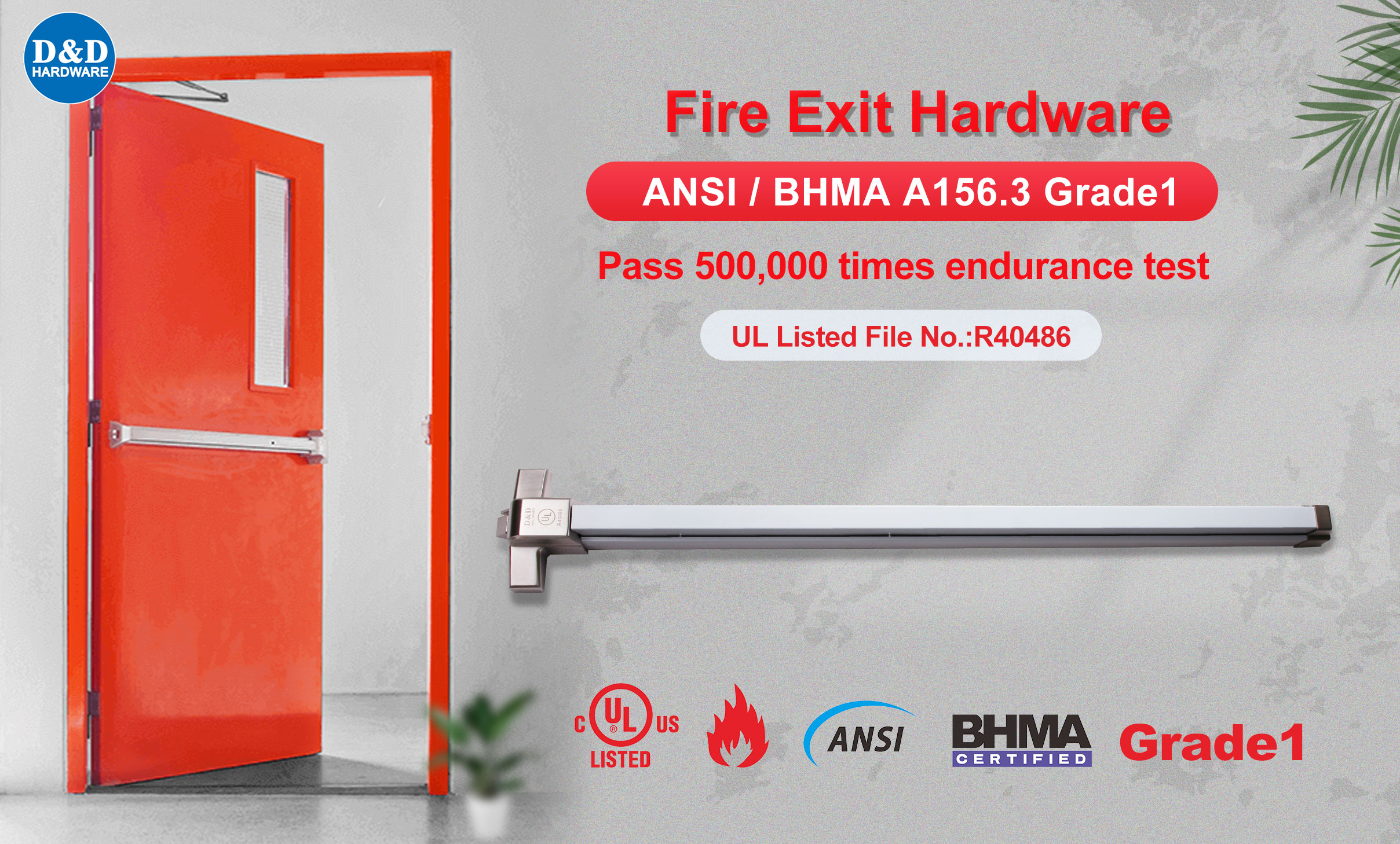 Fire Rated Safety Panic Exit Device with UL ANSI