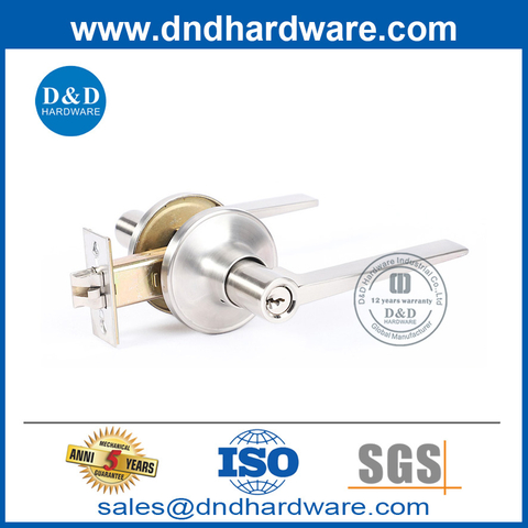 Silver Zinc Alloy Tubular Lever Handle Lockset with Back Check Function-DDLK072