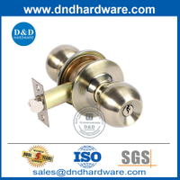 Best Security Antique Brass Zinc Alloy Bedroom Door Knob with Lock-DDLK040