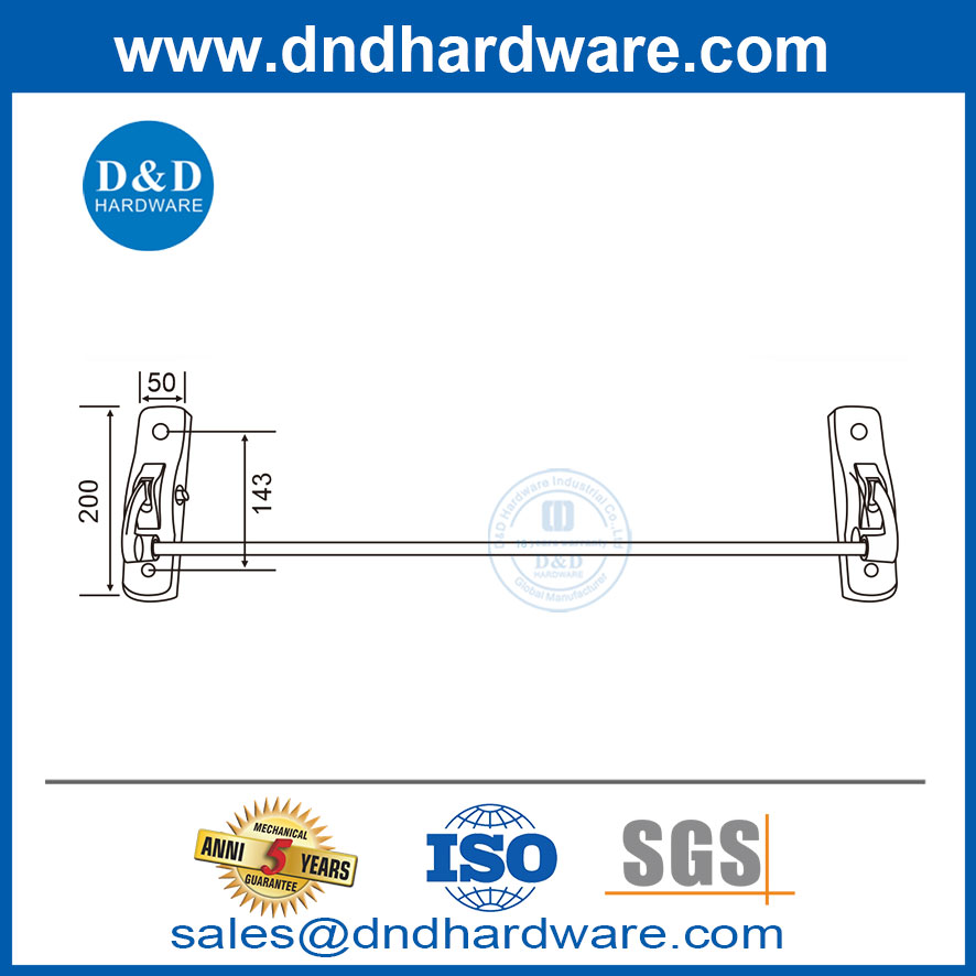 Panic Bar Lock Emergency Exit Push Bar Stainless Steel Cross Bar-DDPD009