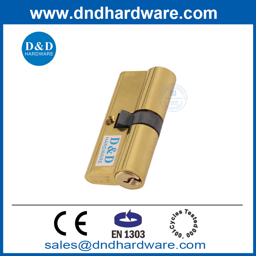 Polished Brass EN1303 Solid Brass 60mm Double Lock Keys Door Cylinder-DDLC003