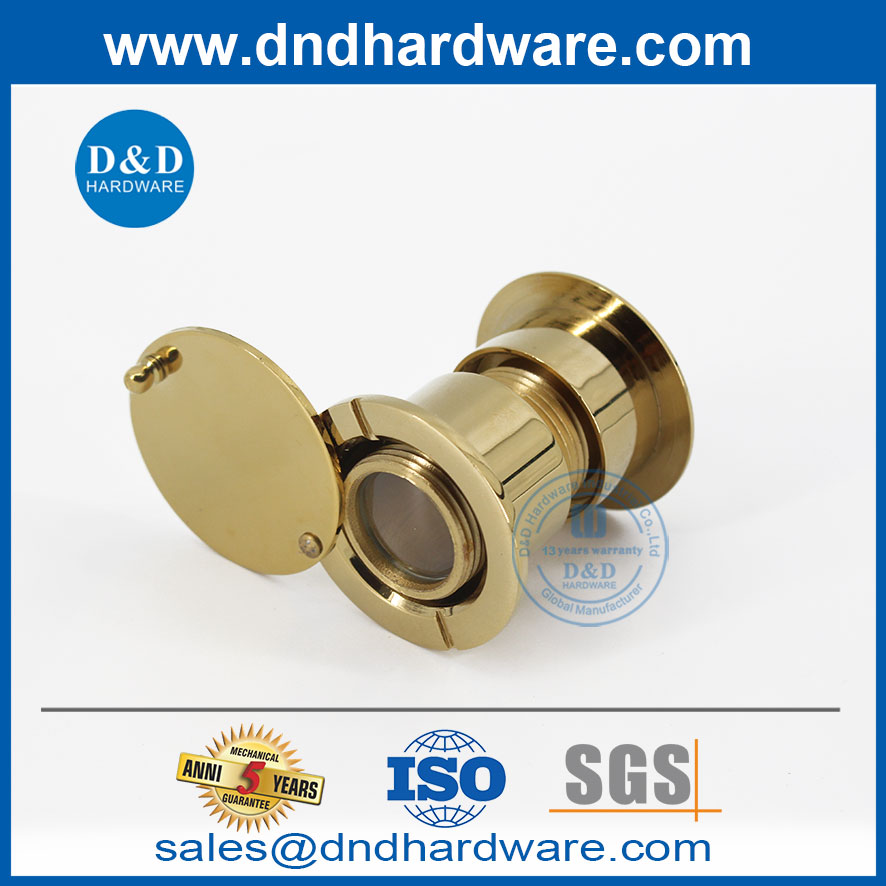 Gold Plated 200 Degree Zinc Alloy Hotel Door Viewer with Cover-DDDV003