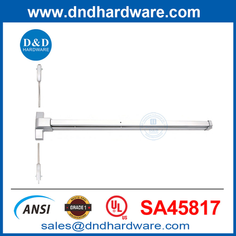 304 Stainless Steel Panic Exit Bar With Exterior Lever – UL10C & ANSI Grade 1 Certified, Commercial Door Hardware