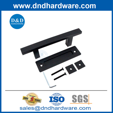 Black Heavy Duty Steel Sliding Door Handle Barn Door Pull and Flush Hardware-DDBD103