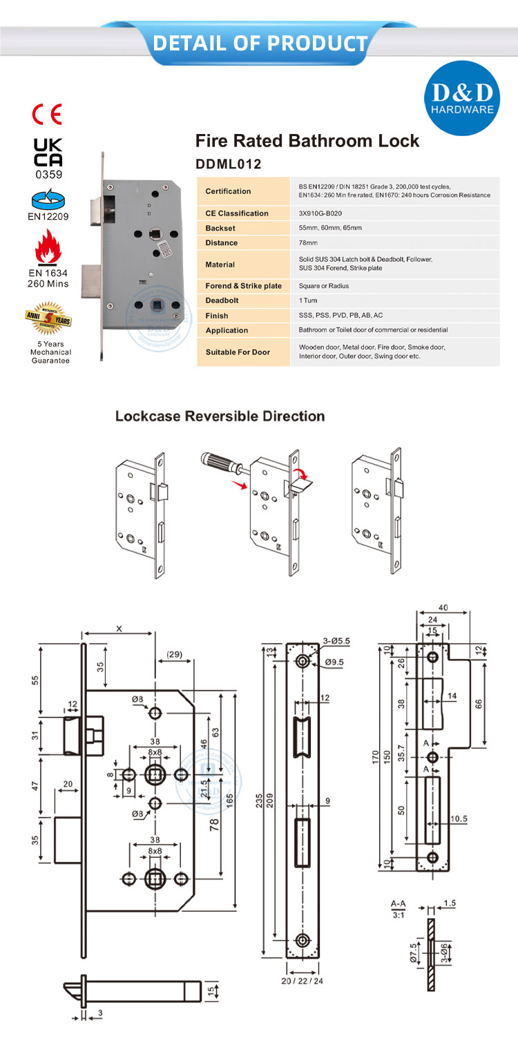 bathroom mortice lock