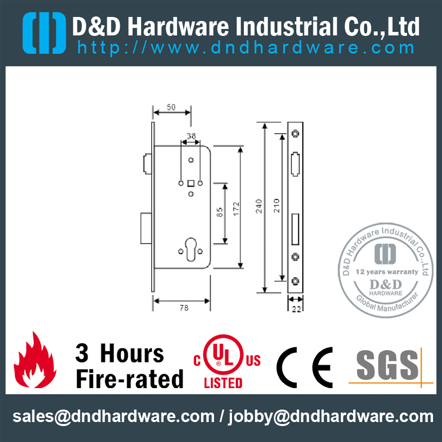 Stainless steel entrance lock with dead bolt for Metal Door-DDML002