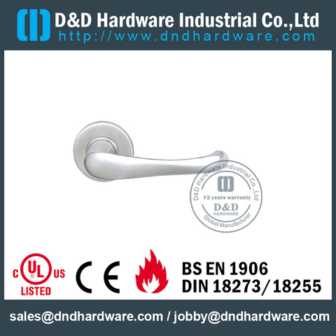 Stainless Steel Designer Cast Lever Handle on Rose for Metal Doors -DDSH005