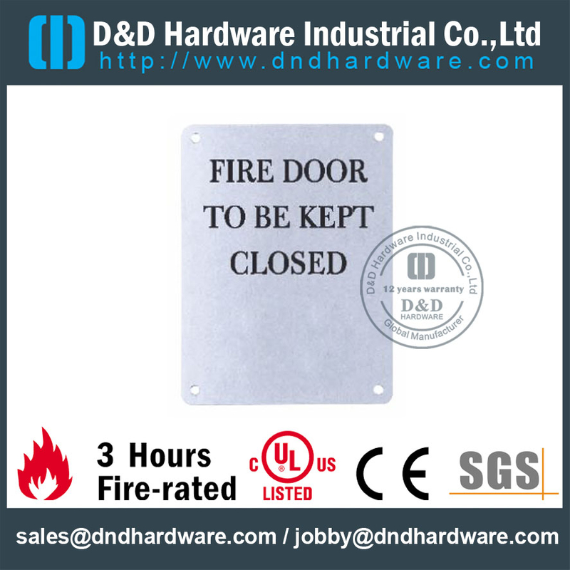SS304 Square Fire Door Signature Plate 130x170mm for Fire Resisting Doors -DDSP010