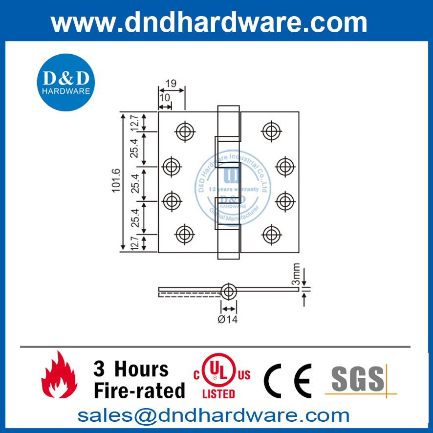 Stainless Steel Single Washer Hinge for Wooden Door-DDSS003
