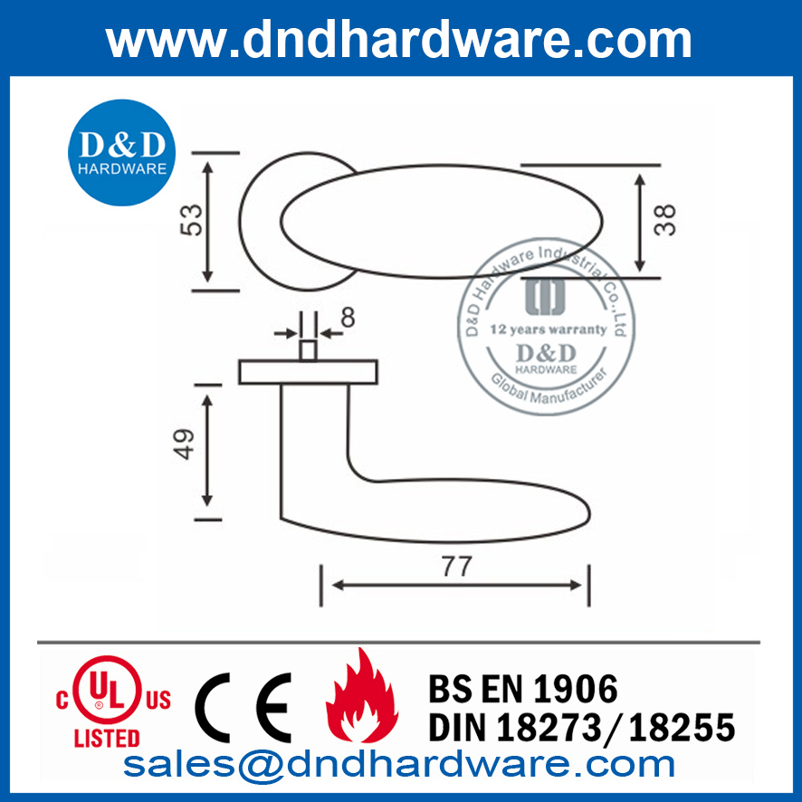 Small Stainless Steel Oval Lever Decorative Door Handle-DDSH031