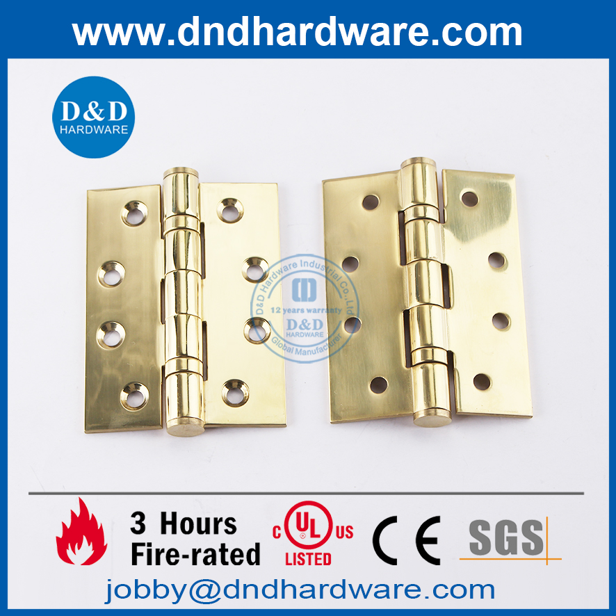 SS304 Polished Brass finish Fire RatedDoor 2BB Hinge for Metal Wooden Door -DDSS001