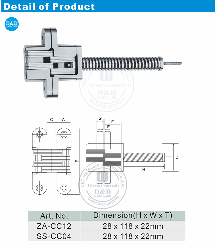 Spring Invisible Hinge-DDCH010-D&D Hardware