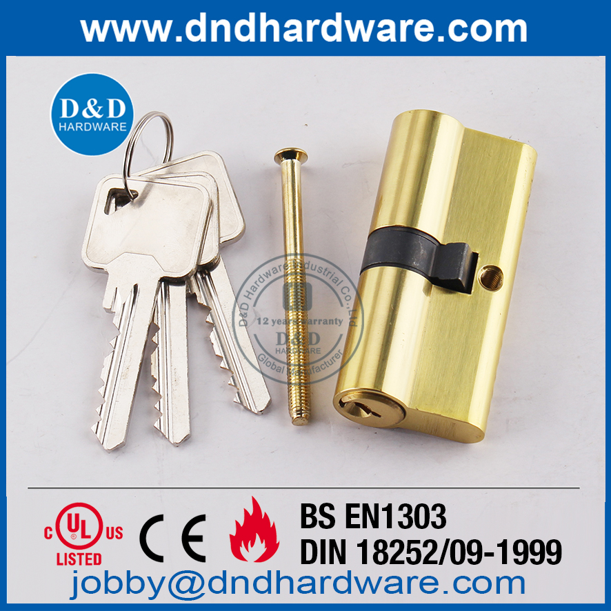 EN 1303 Solid Brass Polished Brass Double Cylinder Lock-DDLC003