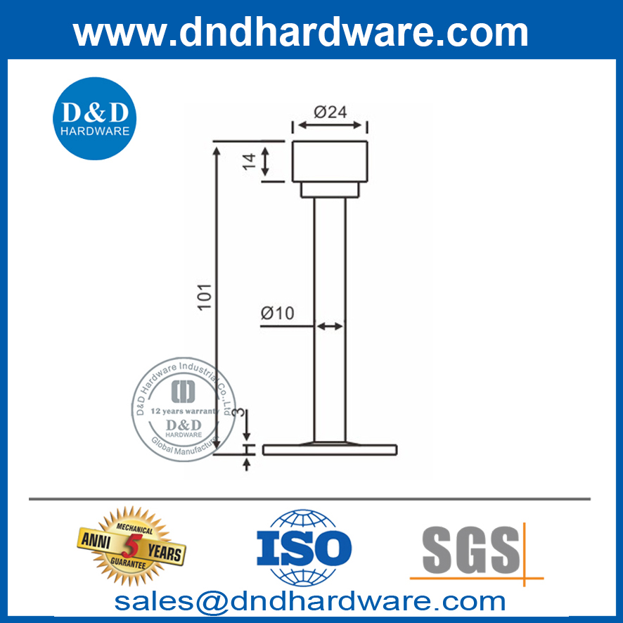 Matte Black SS AISI304 Tall Indoor Wood Door Stop-DDDS018