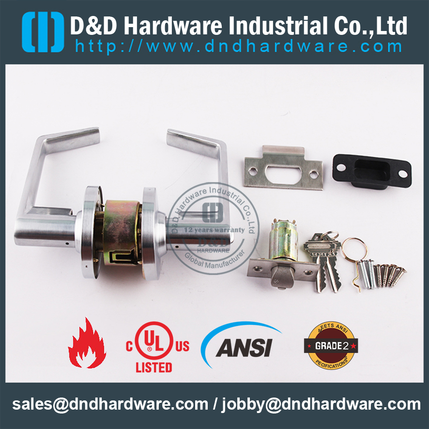 Fire Rated Door Hardware UL ANSI Grade 2 Tubular Knob Lock for Smoke Door-DDLK011