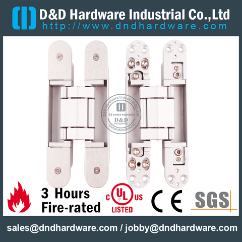 Heavy Duty Silver Sanding lid 3D Adjustable Concealed Hinge for Hotel Door-DDCH008-G80S