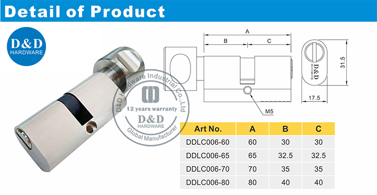 Oval Bathroom Cylinder-D&D Hardware