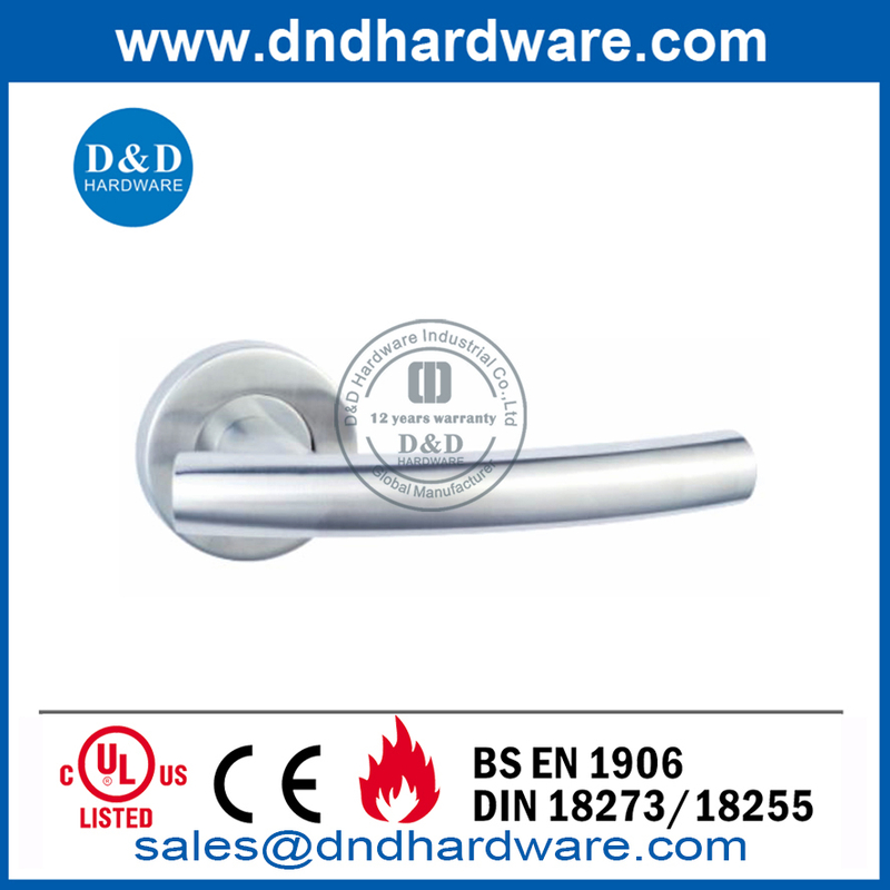 Silver Stainless Steel Round Rose Lever Door Handle-DDTH013