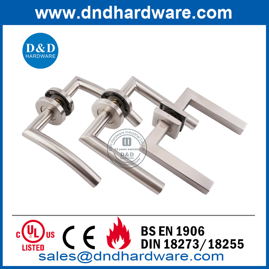 Silver Stainless Steel Round Rose Lever Door Handle-DDTH013