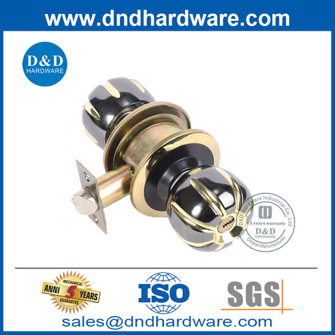 Black and Golden Color Cylindrical Lock Set with Key in Zinc Alloy-DDLK058