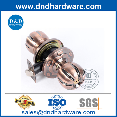 Zinc Alloy Antique Copper Bedroom Door Knob Lockset for Residential Building-DDLK064