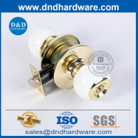 White and Gold Color Zinc Alloy Cylindrical Door Lockset-DDLK067