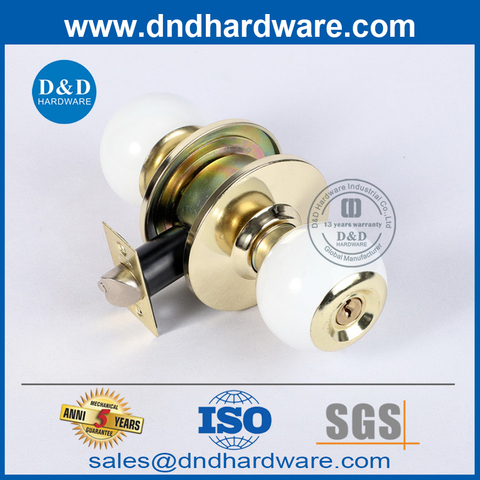 White and Gold Color Zinc Alloy Cylindrical Door Lockset-DDLK067