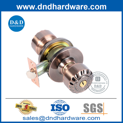 Antique Copper Interior Door Handle Hardware Knobset in Zinc Alloy-DDLK053