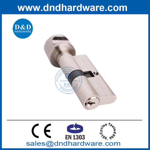 Brass BS EN1303 Satin Nickel Thumbturn And Key Single Lock Cylinder-DDLC001