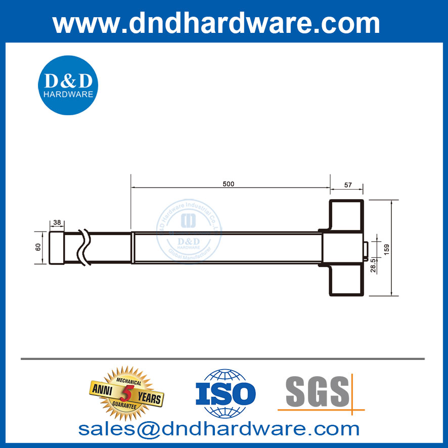Panic Bar Supplier Rim Exit Deivce Stainless Steel Commercial Door Push Bar-DDPD001