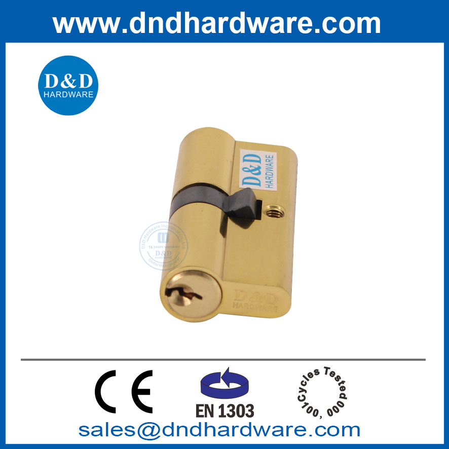 Solid Brass BS EN1303 60mm Polished Brass Golden Finish Double Lock Cylinder-DDLC003
