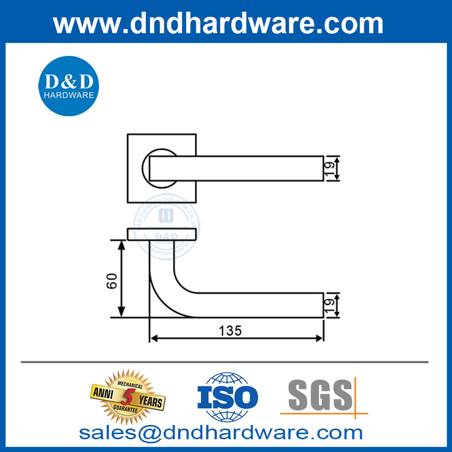 Satin Stainless Steel SS304 Commercial Office Home Door Lever Handle-DDTH044